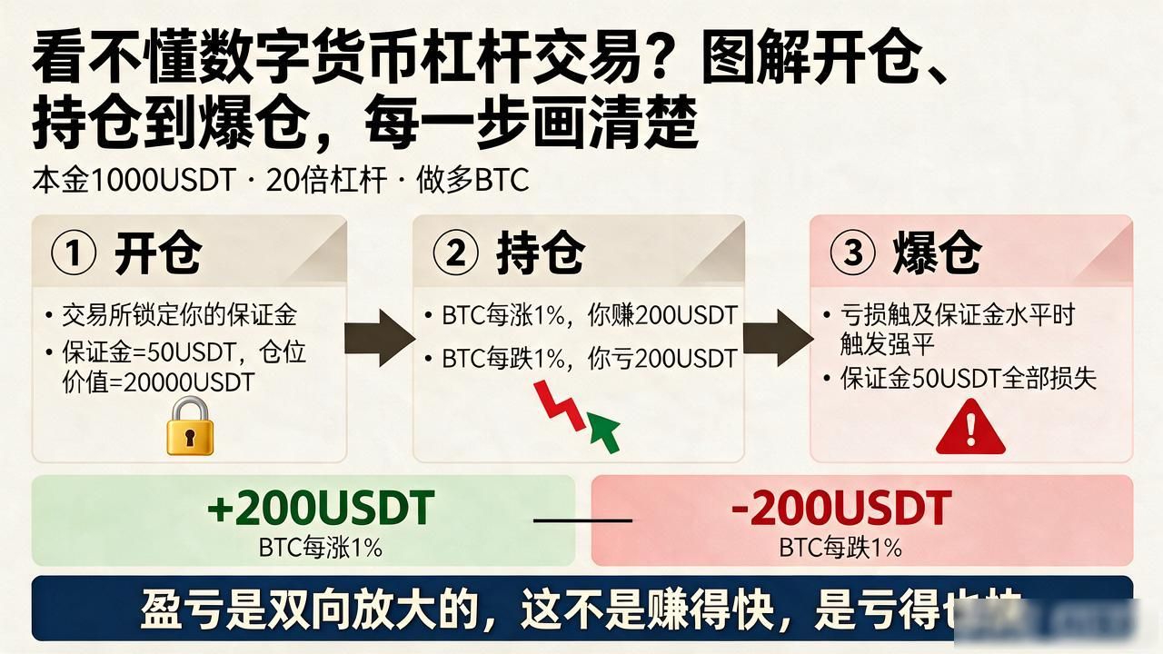 看不懂数字货币杠杆交易?图解开仓、持仓到爆仓,每一步画清楚
