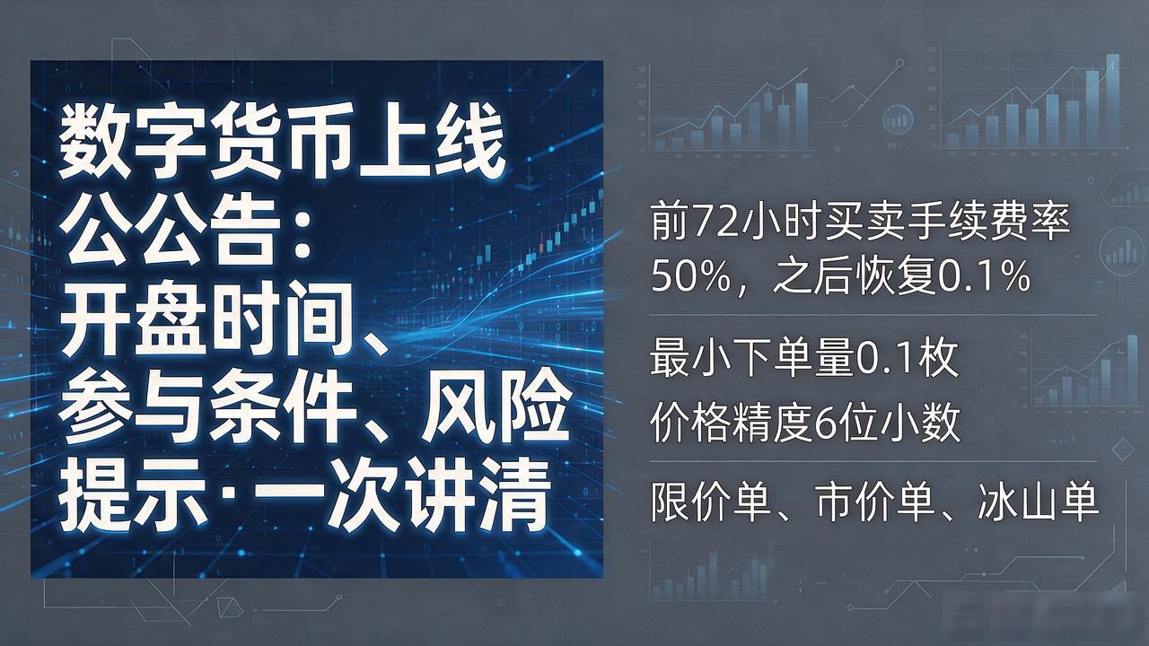 数字货币上线公告：开盘时间、参与条件、风险提示一次讲清