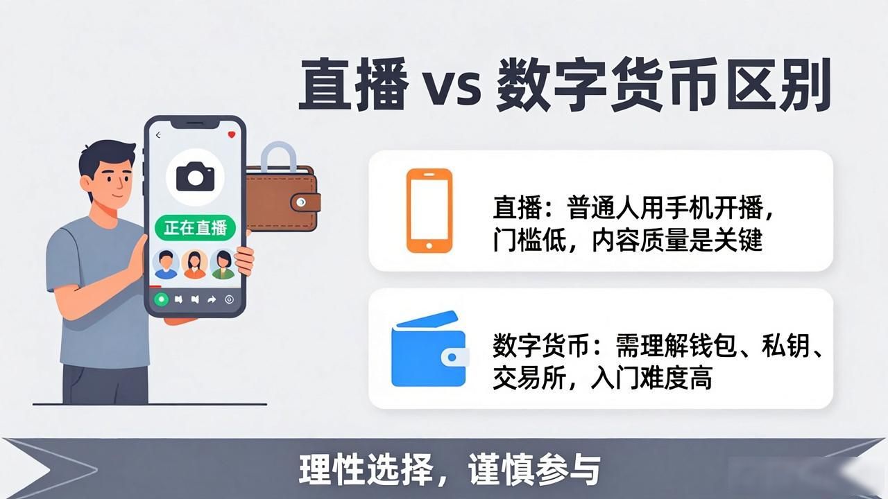 直播 vs 数字货币:普通人搞懂两者区别再动手