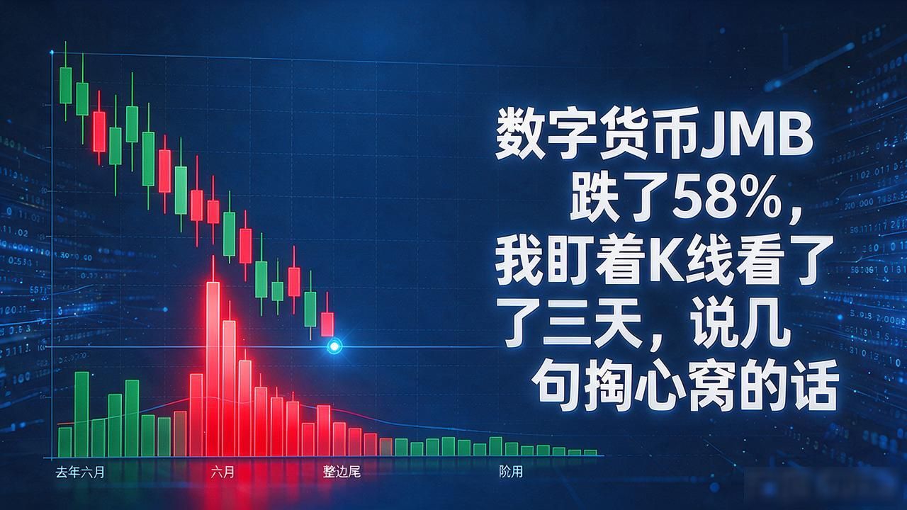 数字货币jmb跌了58%,我盯着K线看了三天,说几句掏心窝的话