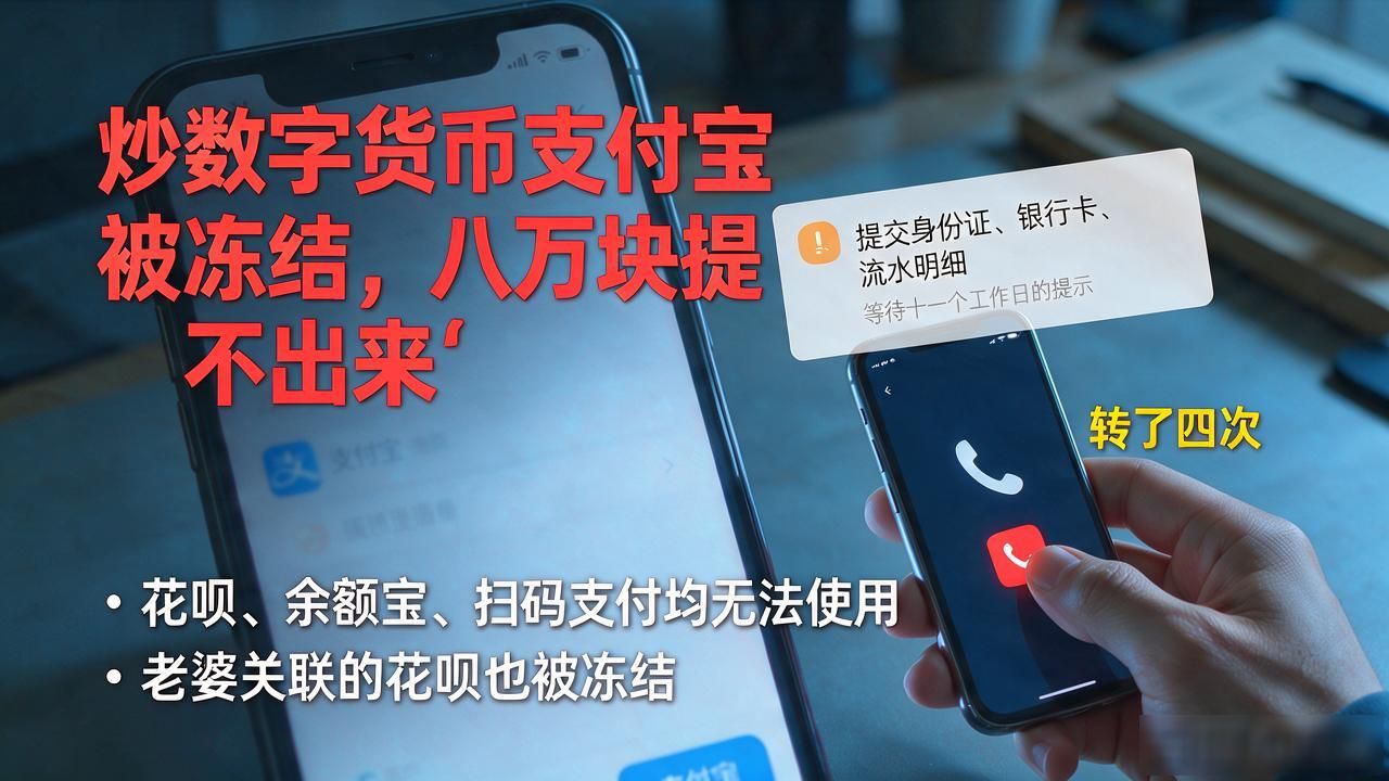 炒数字货币支付宝被冻结，八万块提不出来