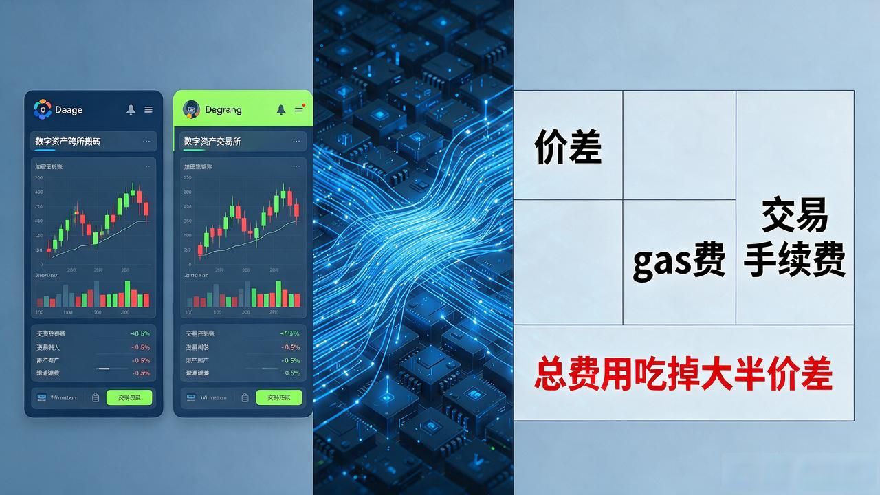 数字货币不同平台搬砖实操，跨所套利手续费算不清别动手